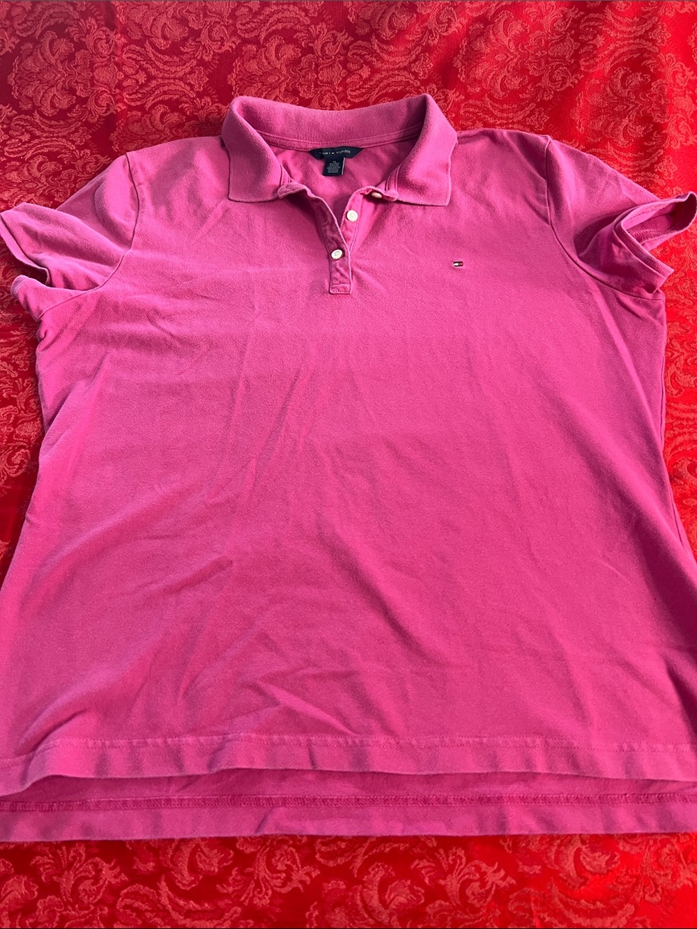 Tommy Hilfiger Hot Pink Polo Shirt Women’s XL Stretch Cotton